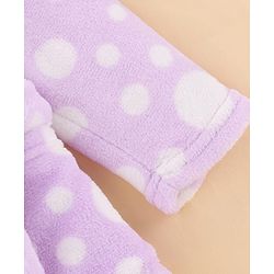 Babyhug Velour Knit Full Sleeves Hooded Bath Robe with Polka Dot Print - Lavender