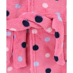 Babyhug Velour Knit Full Sleeves Hooded Bath Robe With Polka Dots Print - Pink