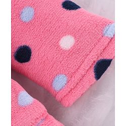 Babyhug Velour Knit Full Sleeves Hooded Bath Robe With Polka Dots Print - Pink