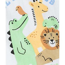 Babyhug 100% Cotton Knit Half Sleeves Striped & Animal Printed T-Shirts Pack Of 3 -Light Green & White