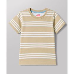 Babyhug 100% Cotton Knit Half Sleeves Striped & Animal Printed T-Shirts Pack Of 3 -Light Green & White