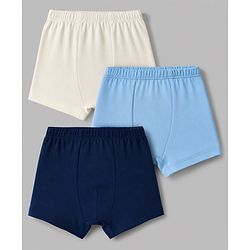 Babyhug 100% Cotton Knit Briefs Pack of 3 - Navy Blue, White & Light Blue