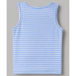 Babyhug 100% Cotton Single Jersey Knit Sleeveless Sandos with Stripes & Car Print Pack of 3 - White Tan & Blue