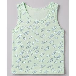 Babyhug 100% Cotton Single Jersey Knit Sleeveless Sando With Lion Print Pack of 3 - White Lavender & Light Green