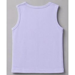 Babyhug 100% Cotton Single Jersey Knit Sleeveless Sando With Lion Print Pack of 3 - White Lavender & Light Green