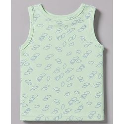 Babyhug 100% Cotton Single Jersey Knit Sleeveless Sando With Lion Print Pack of 3 - White Lavender & Light Green