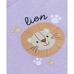 Babyhug 100% Cotton Single Jersey Knit Sleeveless Sando With Lion Print Pack of 3 - White Lavender & Light Green