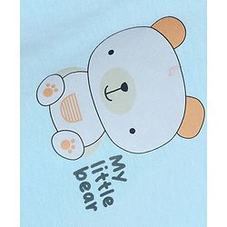 Babyhug 100% Cotton Single Jersey Knit Sleeveless Striped Sando With Teddy Print Pack of 3 - Yellow, White & Sky Blue