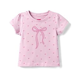 Babyhug 100% Cotton Knit Half Sleeves T-Shirt & Shorts Night Suit With Bow & Heart Print - Light Pink