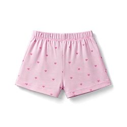 Babyhug 100% Cotton Knit Half Sleeves T-Shirt & Shorts Night Suit With Bow & Heart Print - Light Pink