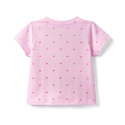 Babyhug 100% Cotton Knit Half Sleeves T-Shirt & Shorts Night Suit With Bow & Heart Print - Light Pink