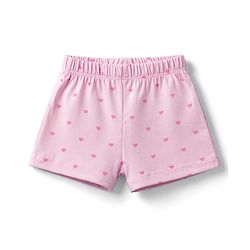 Babyhug 100% Cotton Knit Half Sleeves T-Shirt & Shorts Night Suit With Bow & Heart Print - Light Pink