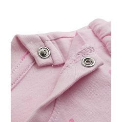 Babyhug 100% Cotton Knit Half Sleeves T-Shirt & Shorts Night Suit With Bow & Heart Print - Light Pink
