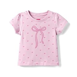 Babyhug 100% Cotton Knit Half Sleeves T-Shirt & Shorts Night Suit With Bow & Heart Print - Light Pink