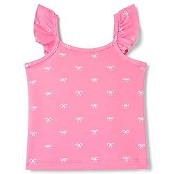Babyhug Cotton Knit Sleeveless Bow Printed Co-Ords Top & Shorts Night Suit - Pink