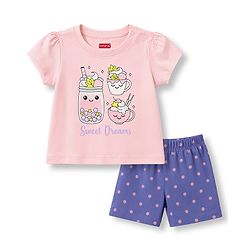 Babyhug Cotton Knit Half  Sleeves Polka Dots Printed T-Shirt & Shorts Night Suit - Light Pink