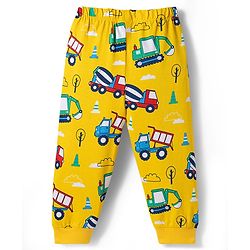 Babyhug 100% Cotton Knit Full Sleeves Co-Ords Pyjama & Shorts Night Suit with JCB Print Pack of 2 - Multicolour