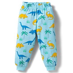 Babyhug 100% Cotton Knit Full Sleeves Co-ords T-Shirt Pyjama & Half Sleeves Short Night Suit Dino Print Pack of 2 - Multicolour