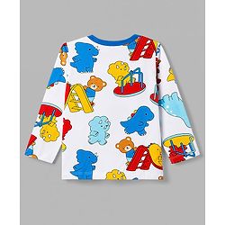 Babyhug Cotton Knit Full Sleeves  Animals Printed Co-Ords T-Shirt & Pyjama Night Suit Pack of 2 -Multicolour