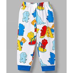 Babyhug Cotton Knit Full Sleeves  Animals Printed Co-Ords T-Shirt & Pyjama Night Suit Pack of 2 -Multicolour