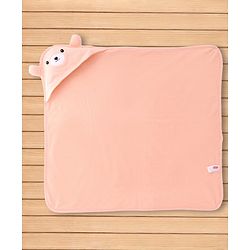 Babyhug 100% Cotton Knit Towel With Hood L 75 x B 75 cm - Peach