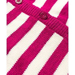 Babyhug Knit Full Sleeves Front Open Striped Sweater - Wine