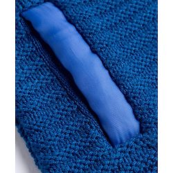 Babyhug Knit Full Sleeves Front Open Padded Sweater With Animal Patch - Blue