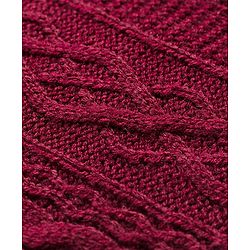 Babyhug Knit Full Sleeves Solid Colour Cable Knit Hooded Sweater - Maroon
