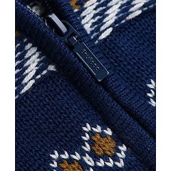 Babyhug Knit Full Sleeves Hooded Sweater with Abstract Design - Navy Blue