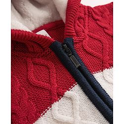 Babyhug Unisex Knit Full Sleeves Hooded Sweater with Cable Knit Design - Red