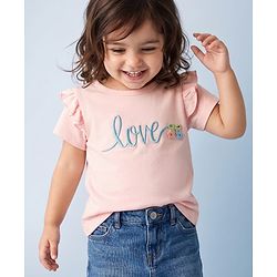 Babyhug 100% Cotton Knit Half Sleeves T-Shirt With Love Embroidery - Multicolor