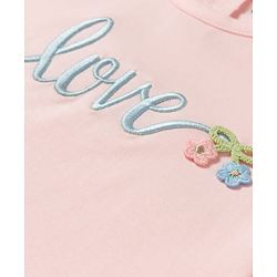 Babyhug 100% Cotton Knit Half Sleeves T-Shirt With Love Embroidery - Multicolor