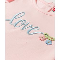 Babyhug 100% Cotton Knit Half Sleeves T-Shirt With Love Embroidery - Multicolor