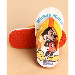 Cute Walk by Babyhug Slip-On Flip Flops With Mickey Mouse Print - Beige