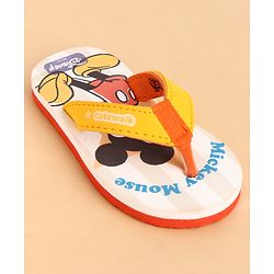 Cute Walk by Babyhug Slip-On Flip Flops With Mickey Mouse Print - Beige