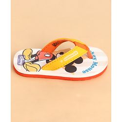 Cute Walk by Babyhug Slip-On Flip Flops With Mickey Mouse Print - Beige