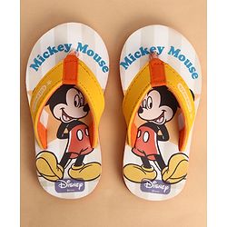 Cute Walk by Babyhug Slip-On Flip Flops With Mickey Mouse Print - Beige