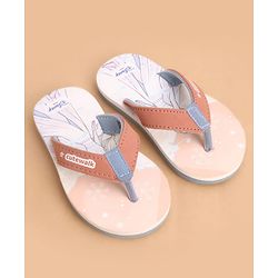 Cute Walk by Babyhug Slip Ons Flip Flops With Princess Print - Peach