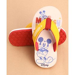 Cute Walk by Babyhug Slip Ons Flip Flops With Mickey Mouse Print - Beige