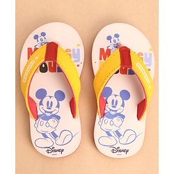 Cute Walk by Babyhug Slip Ons Flip Flops With Mickey Mouse Print - Beige
