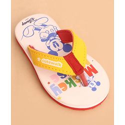 Cute Walk by Babyhug Slip Ons Flip Flops With Mickey Mouse Print - Beige