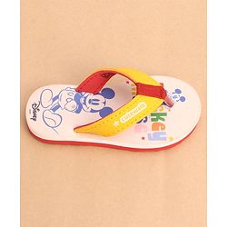 Cute Walk by Babyhug Slip Ons Flip Flops With Mickey Mouse Print - Beige