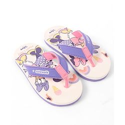 Cute Walk by Babyhug Slip-On Flip Flops With Minnie Mouse Print - Purple