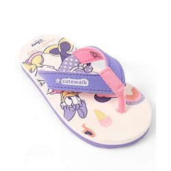 Cute Walk by Babyhug Slip-On Flip Flops With Minnie Mouse Print - Purple