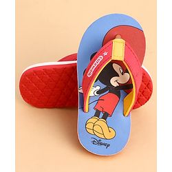 Cute Walk by Babyhug Slip On Closure Flip Flop With Mickey Mouse Graphic - Blue