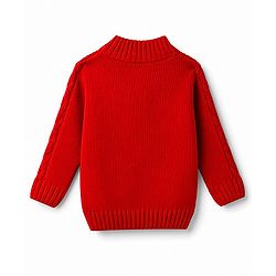 Babyhug Knit Full Sleeves Cable Knitted Pullover - Red