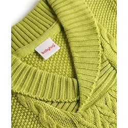 Babyhug Knit Full Sleeves Pullover Sweater With Cable Knit - Lime Green