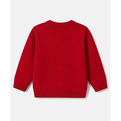 Babyhug Knit Full Sleeves Sweater Set with Snow Man Design - Red
