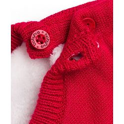 Babyhug Knit Full Sleeves Sweater Set with Snow Man Design - Red