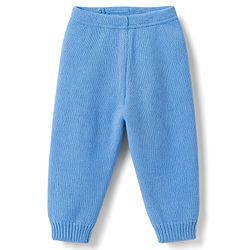Babyhug Knit Full Sleeves Striped Front Open Sweater Set - Light Blue